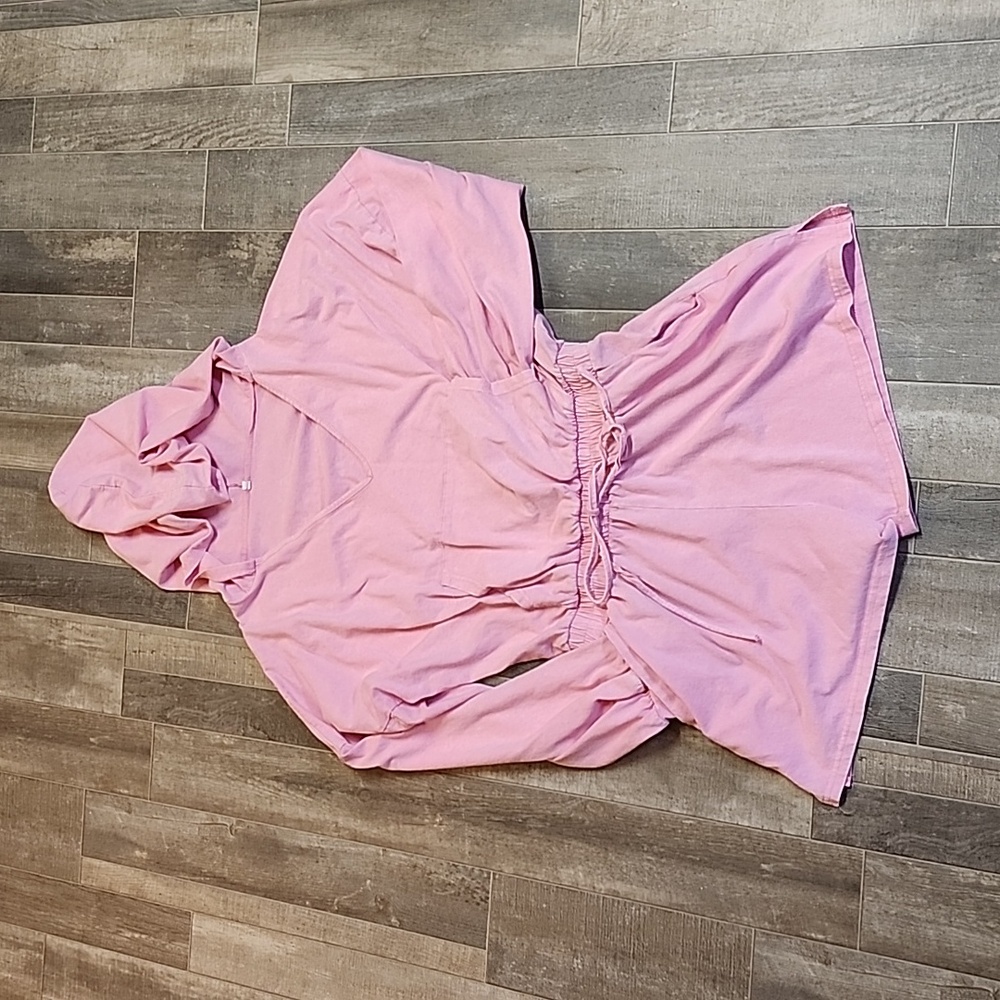 Pink hooded long sleeve romper/ swim suit cover up/ pajamas - Picture 6 of 10
